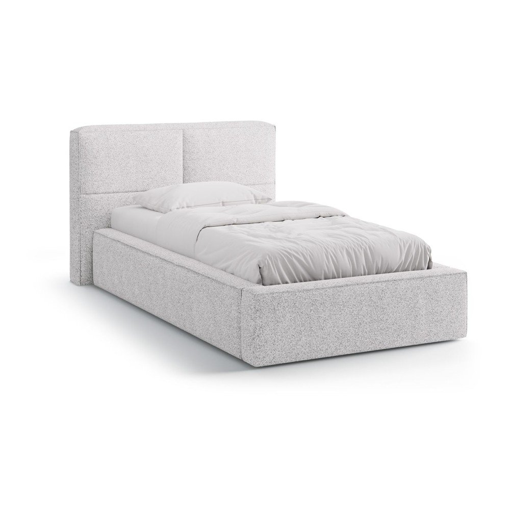Svetlosivá čalúnená jednolôžková posteľ s úložným priestorom s roštom 90x200 cm Darren – Micadoni