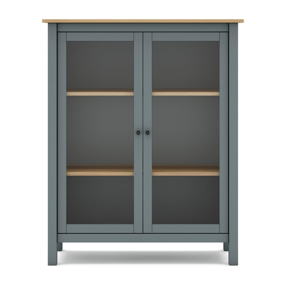 Vitrína sivozelená z borovicového dreva 90x110x40 cm Misti – Marckeric