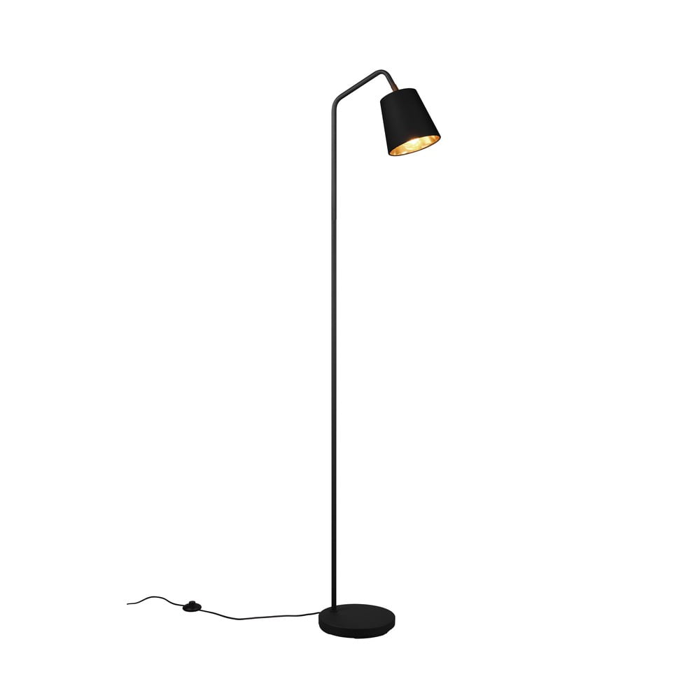 Čierna stojacia lampa s textilným tienidlom (výška 148 cm) Buddy – Reality