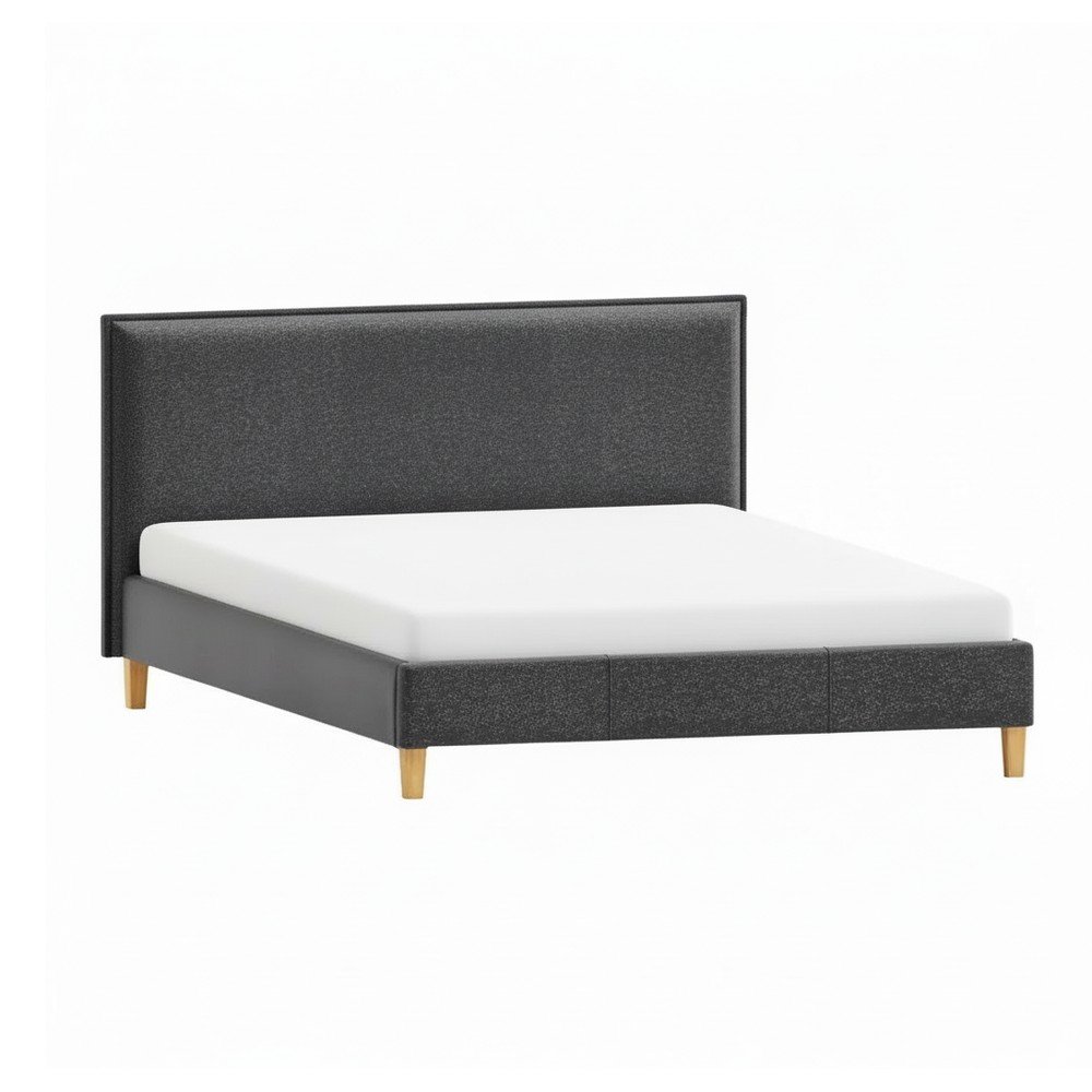 Tmavosivá čalúnená dvojlôžková posteľ s roštom 200x200 cm Tina – Ropez