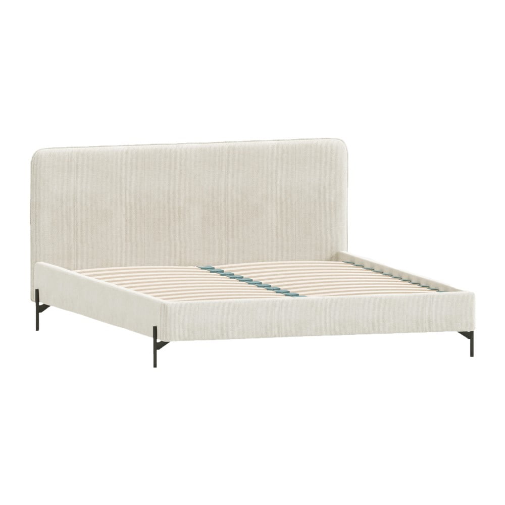 Béžová čalúnená dvojlôžková posteľ s roštom 180x200 cm Barker – Ropez