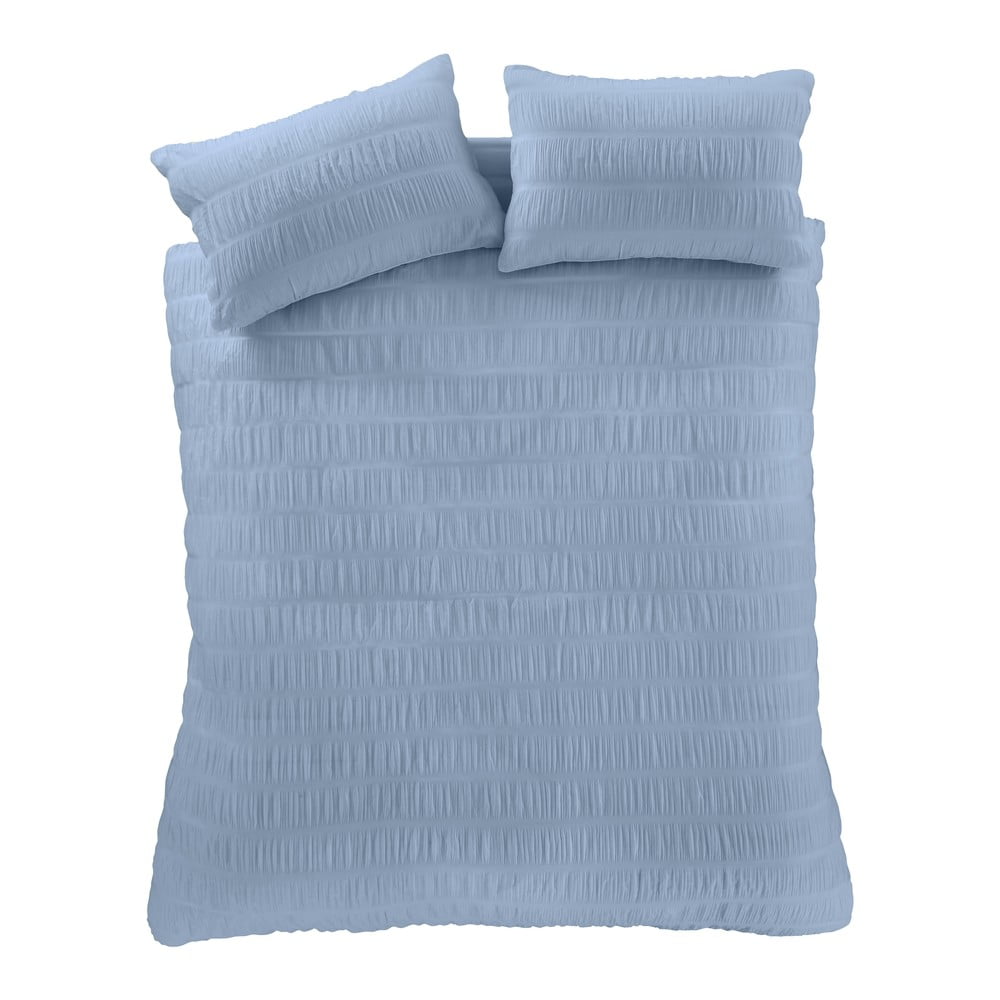 Modré krepové obliečky na dvojlôžko/predĺžené 230x220 cm Seersucker – Catherine Lansfield