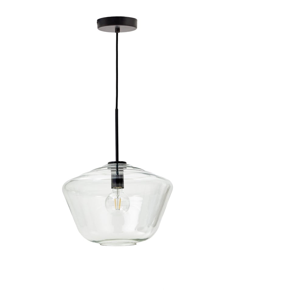Čierne závesné svietidlo so skleneným tienidlom ø 34 cm Mao – Kave Home