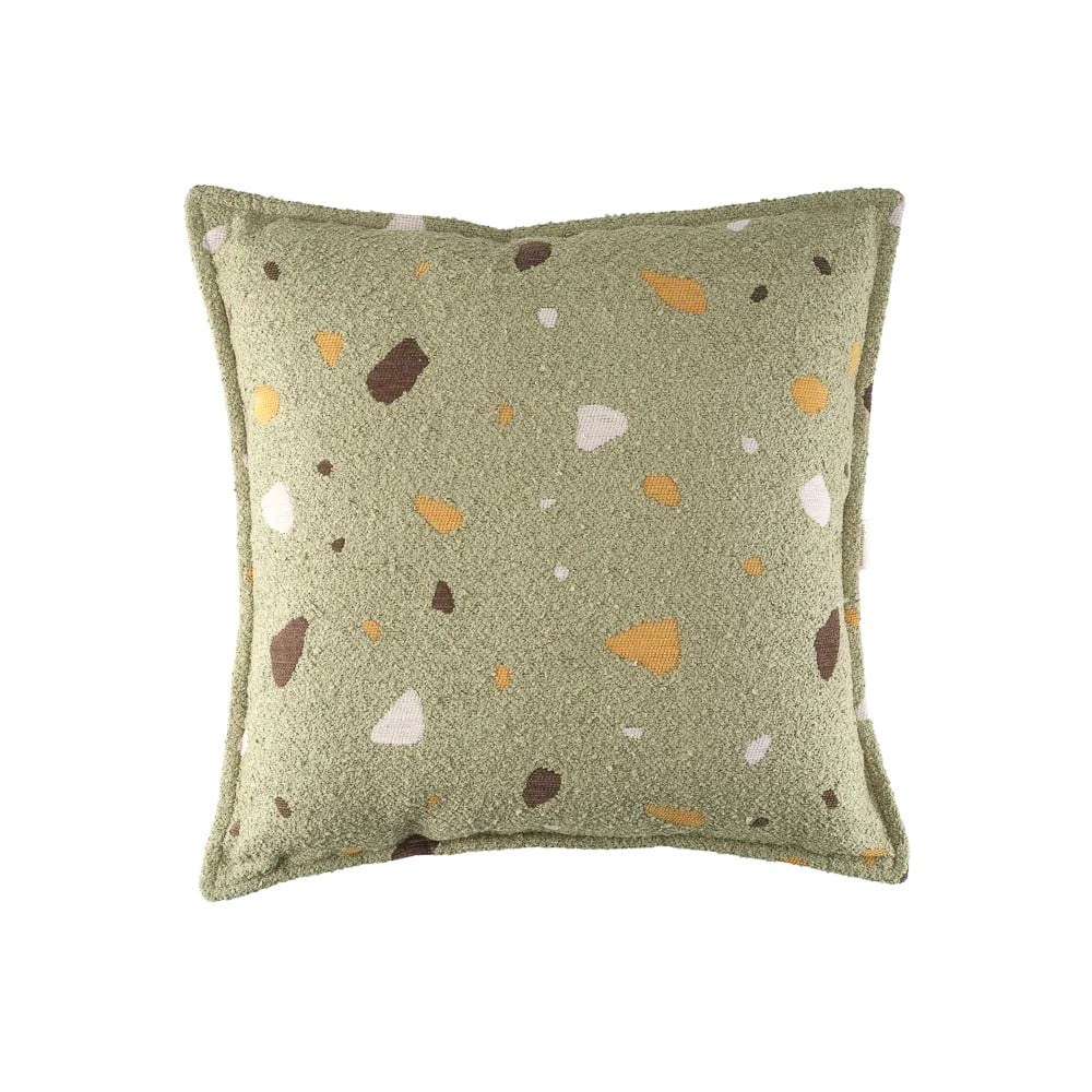 Zelený detský pohovkový vankúš z textílie buklé/ženilkový Terrazzo Block – Wigiwama