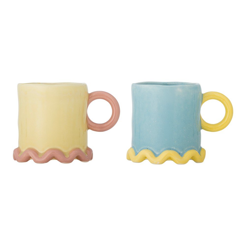 Svetložlté/svetlomodré keramické hrnčeky v súprave 2 ks 350 ml Polly – Bloomingville