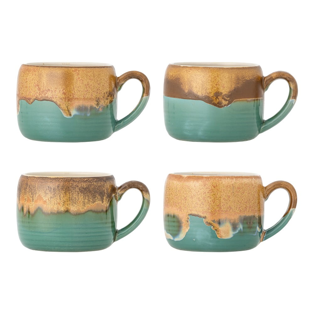 Zelené/hnedé hrnčeky v súprave 4 ks z kameniny 400 ml Sheen – Bloomingville