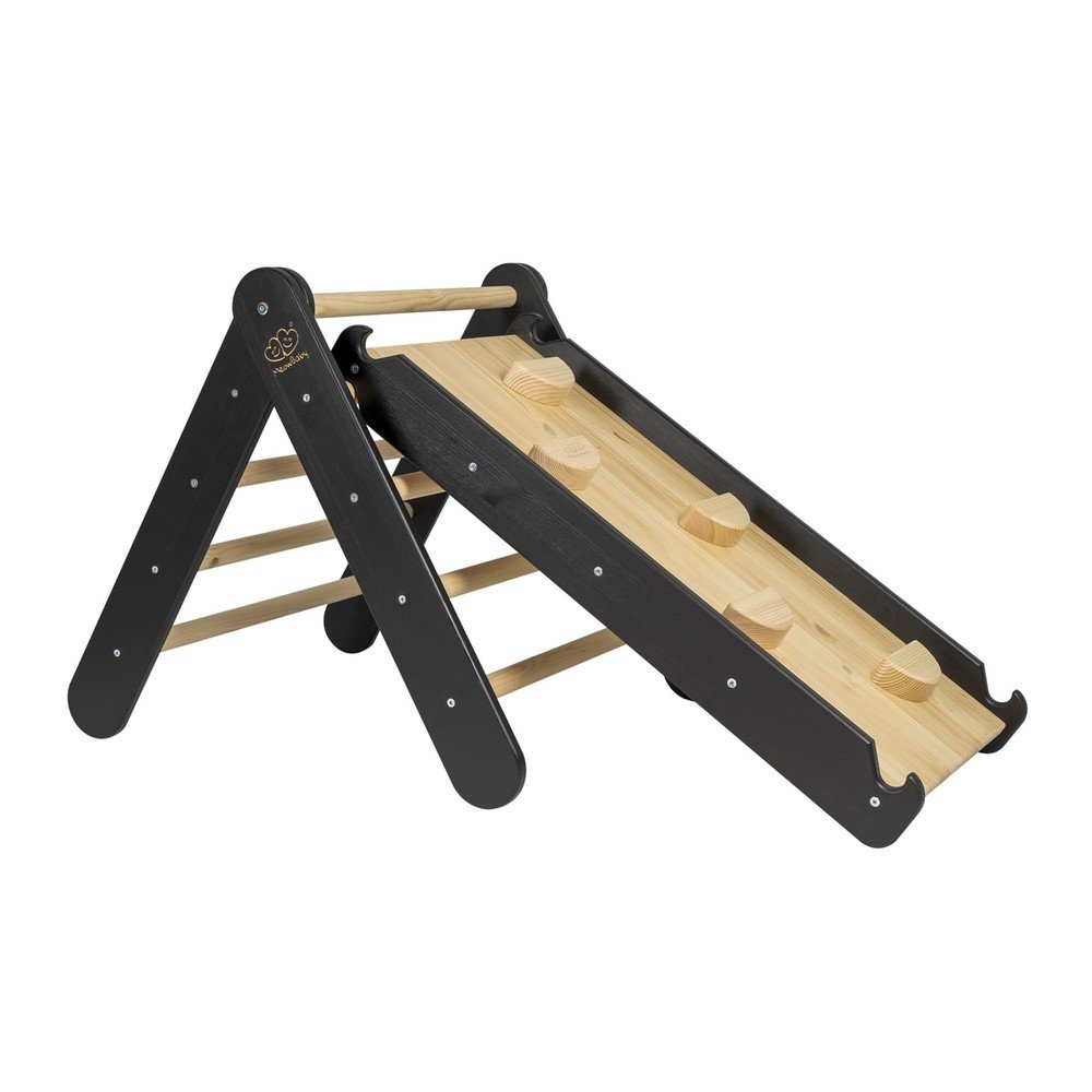 Čierny pikler trojuholník z borovicového dreva 46x87x60 cm Montessori – Meowbaby