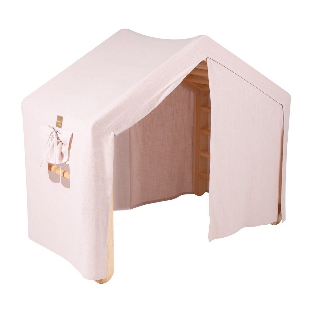 Ružový/v prírodnej farbe pikler trojuholník z borovicového dreva 112x61x94 cm Montessori – Meowbaby