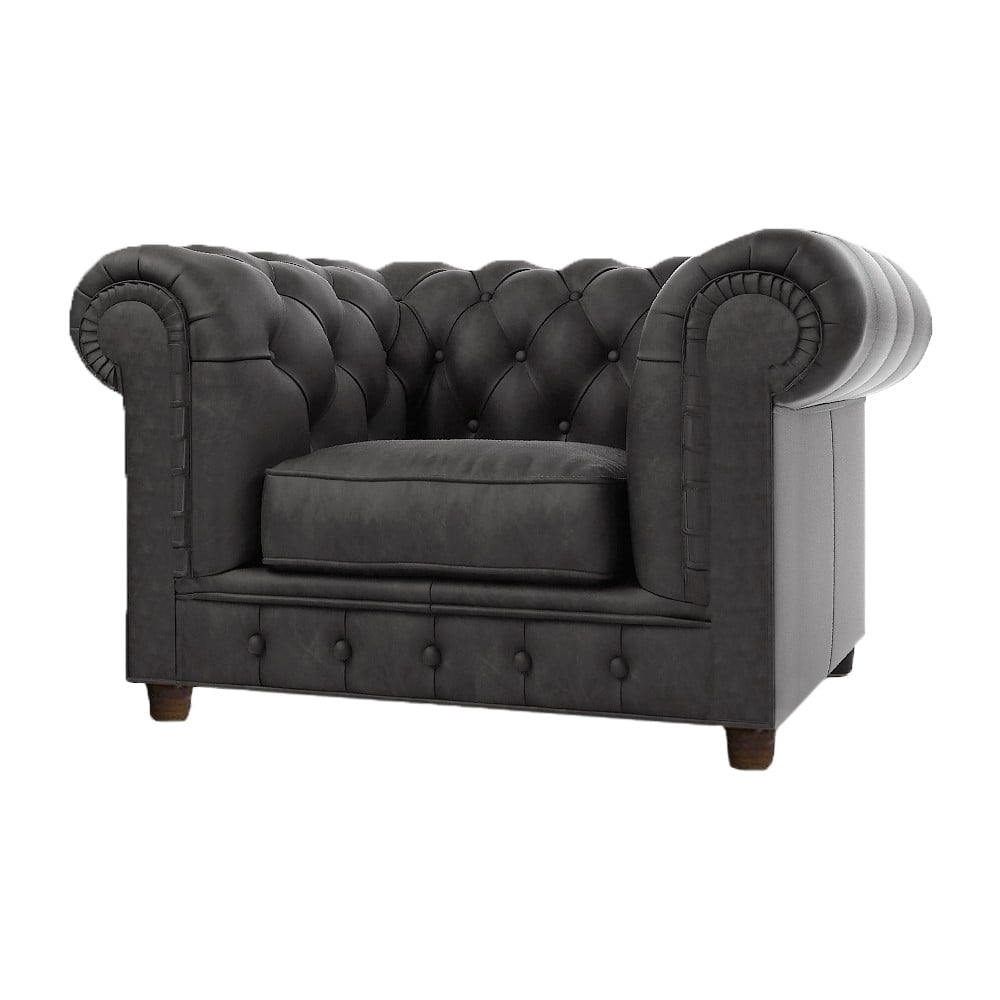 Antracitové zamatové kreslo Cambridge - Ropez