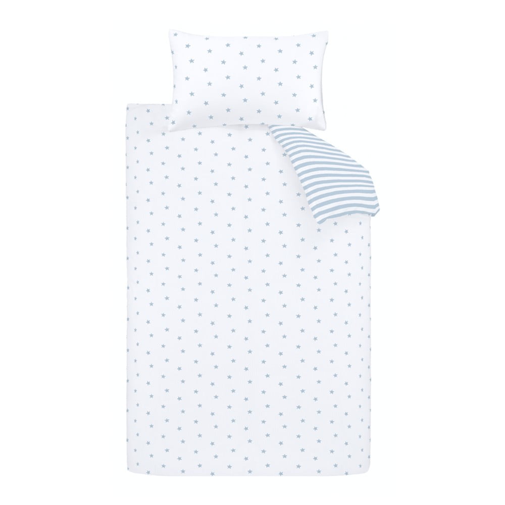 Biele/modré bavlnené detské obliečky na jednolôžko 135x200 cm Mini Star & Stripes – Bianca