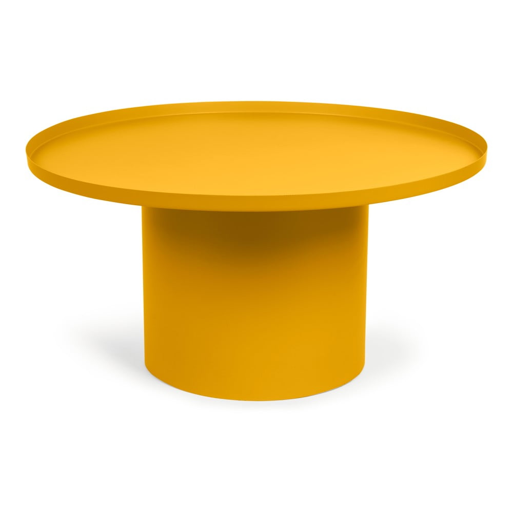 Kovový okrúhly konferenčný stolík v horčicovej farbe ø 72 cm Fleksa – Kave Home