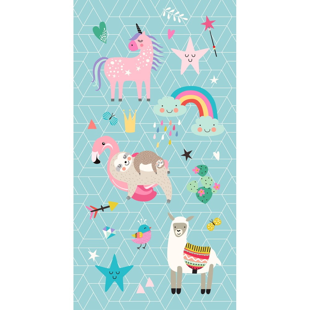 Modrá detská zamatová plážová osuška 75x150 cm Moody – Good Morning