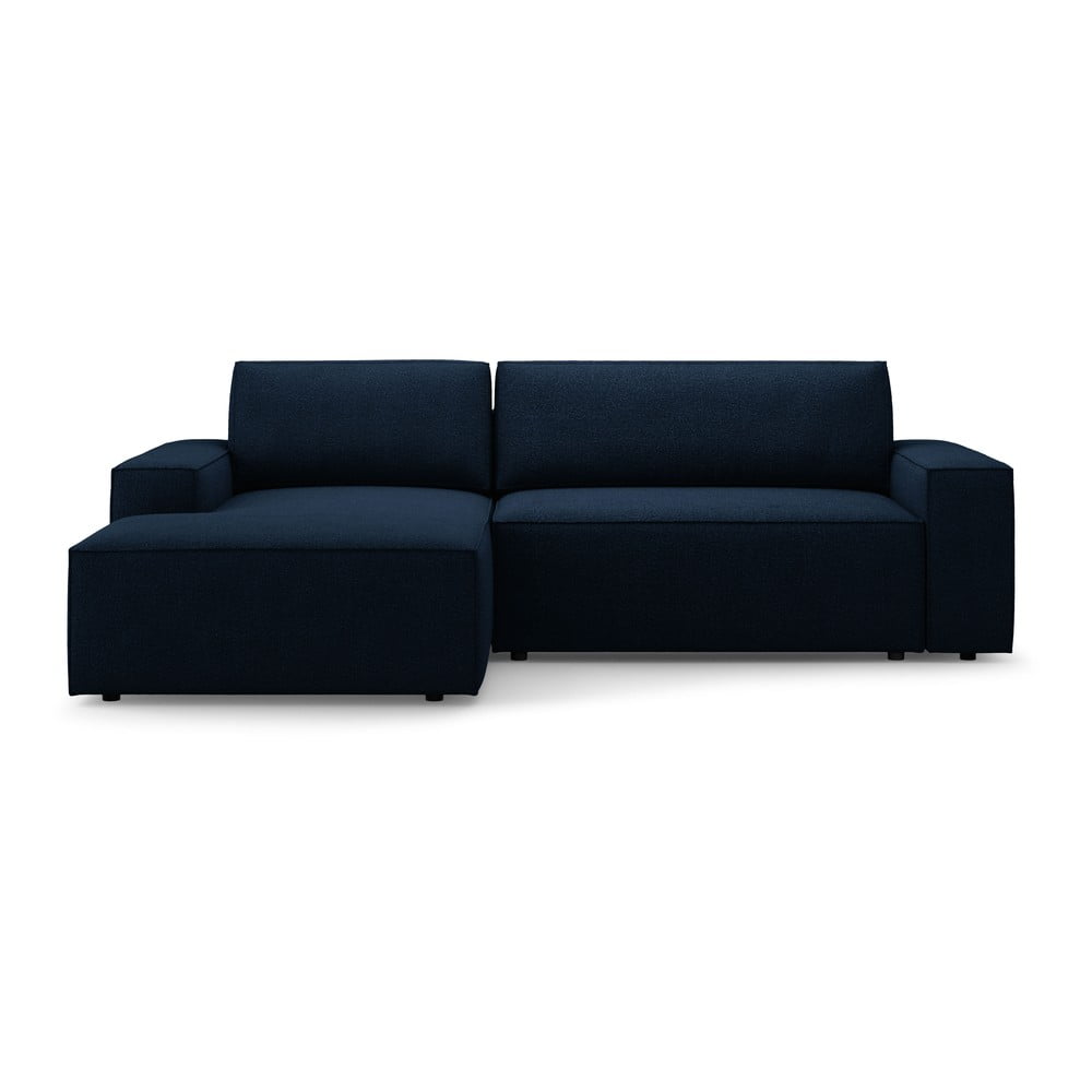 Tmavomodrá rozkladacia rohová pohovka z textílie bouclé (ľavý roh) Jodie – Micadoni Home
