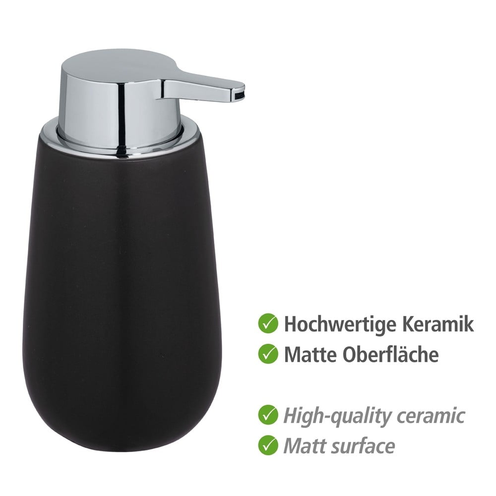 Čierny keramický dávkovač mydla Wenko Badi