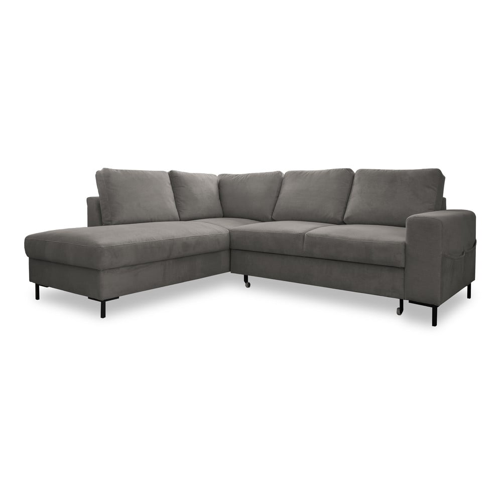 Sivá menčestrová rozkladacia rohová pohovka (ľavý roh) Lofty Lilly – Miuform