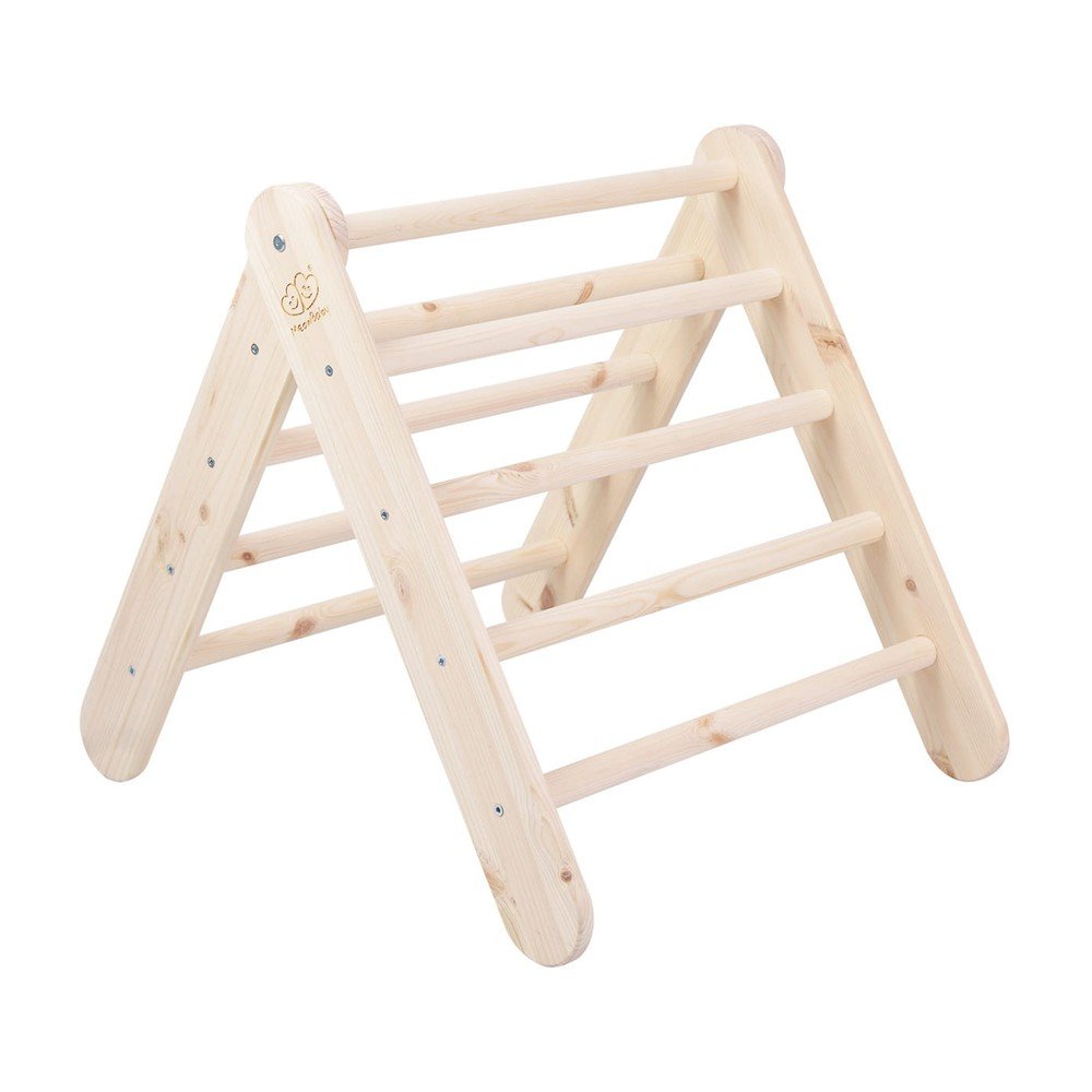 Pikler trojuholník z borovicového dreva v prírodnej farbe 60x60x60 cm Montessori – Meowbaby