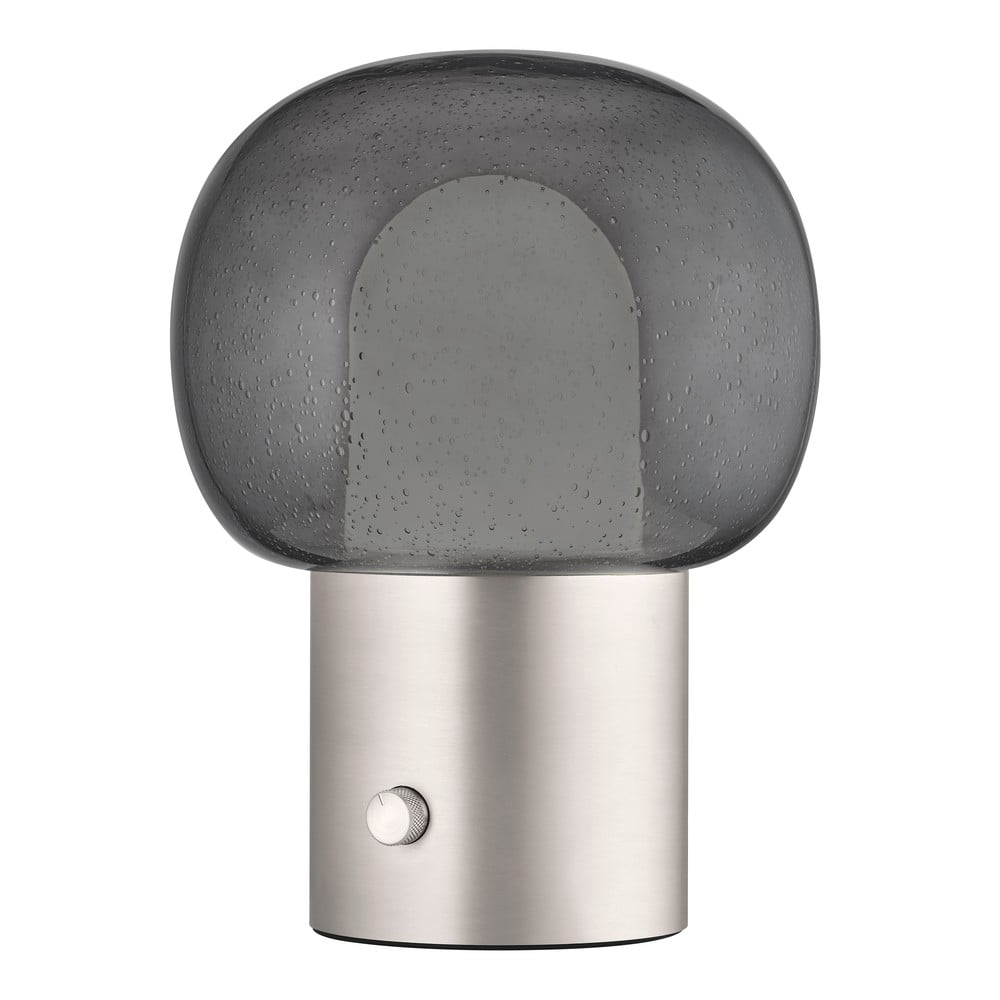 Hliníková LED stolová lampa v striebornej farbe so skleneným tienidlom (výška 32 cm) Iris – Blomus