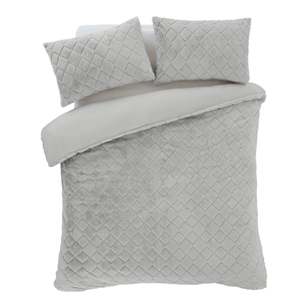 Sivé obliečky na dvojlôžko/predĺžené z mikroplyšu 230x220 cm Cosy Diamond – Catherine Lansfield