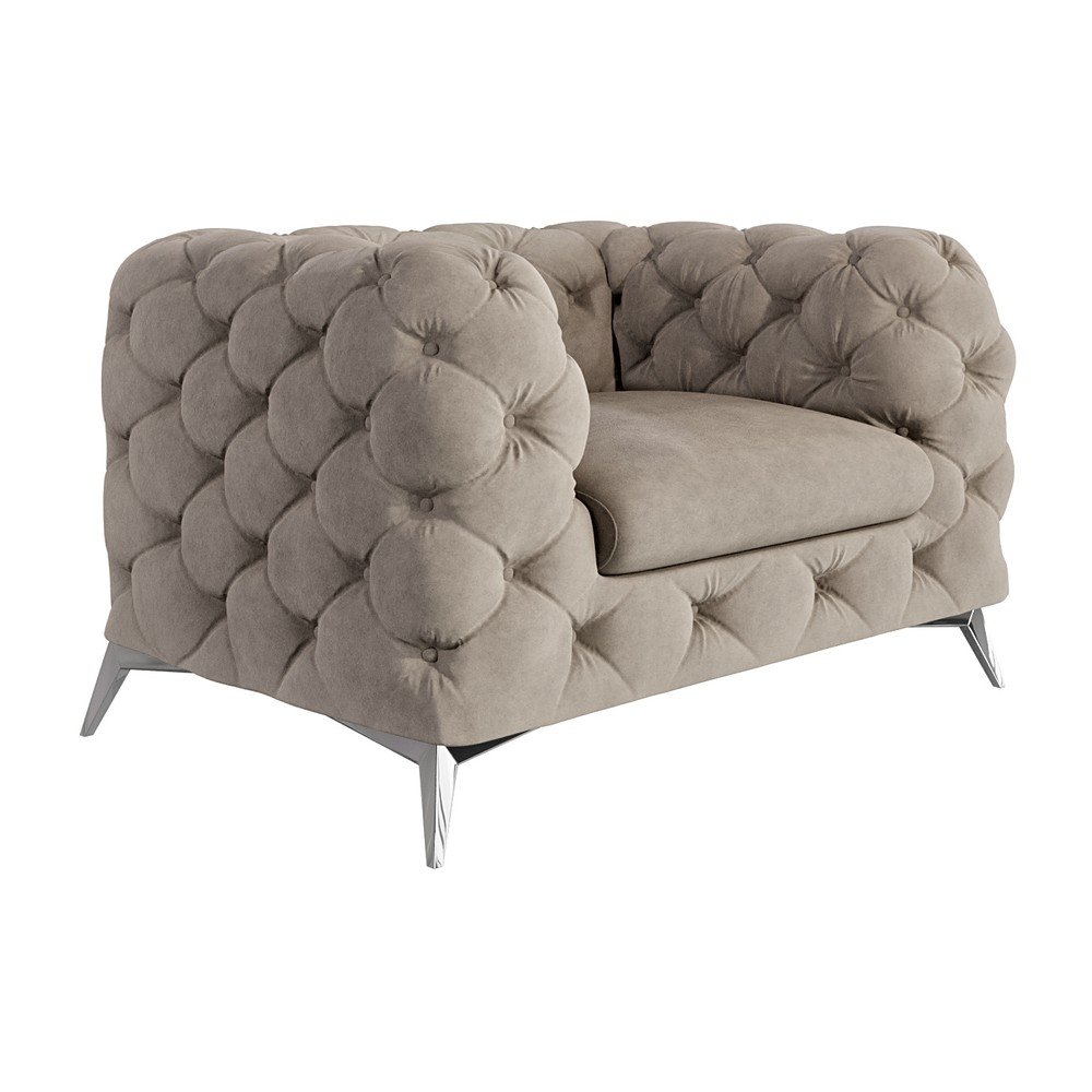 Sivobéžové zamatové kreslo Chelsea – Ropez