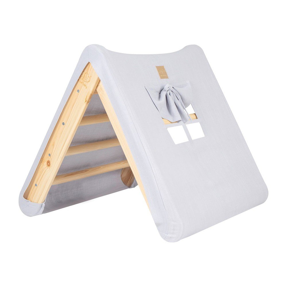Svetlomodrý/v prírodnej farbe pikler trojuholník z borovicového dreva 61x60x60 cm Montessori – Meowbaby