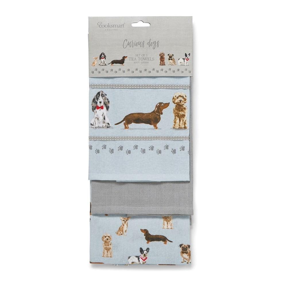 Bavlnené utierky v súprave 3 ks 45x65 cm Curious Dogs – Cooksmart ®