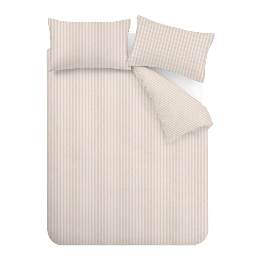 Béžové obliečky na jednolôžko 135x200 cm Epping Textured Stripe – Catherine Lansfield