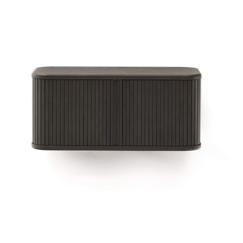 Tmavohnedá závesná skrinka pod umývadlo v dekore jaseňa 90x40 cm Mailen – Kave Home