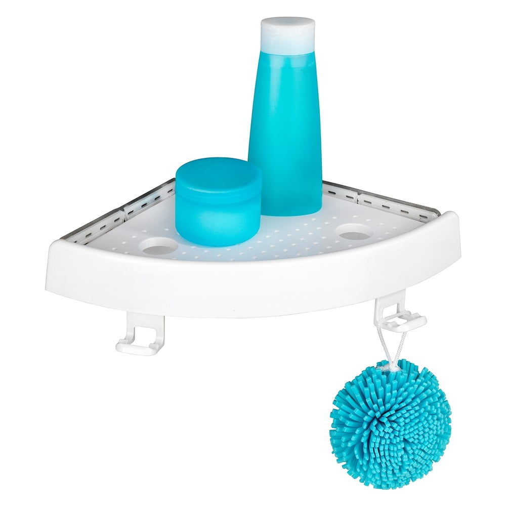 Biela rohová samodržiaca plastová kúpeľňová polička Quick-Fit - Allstar