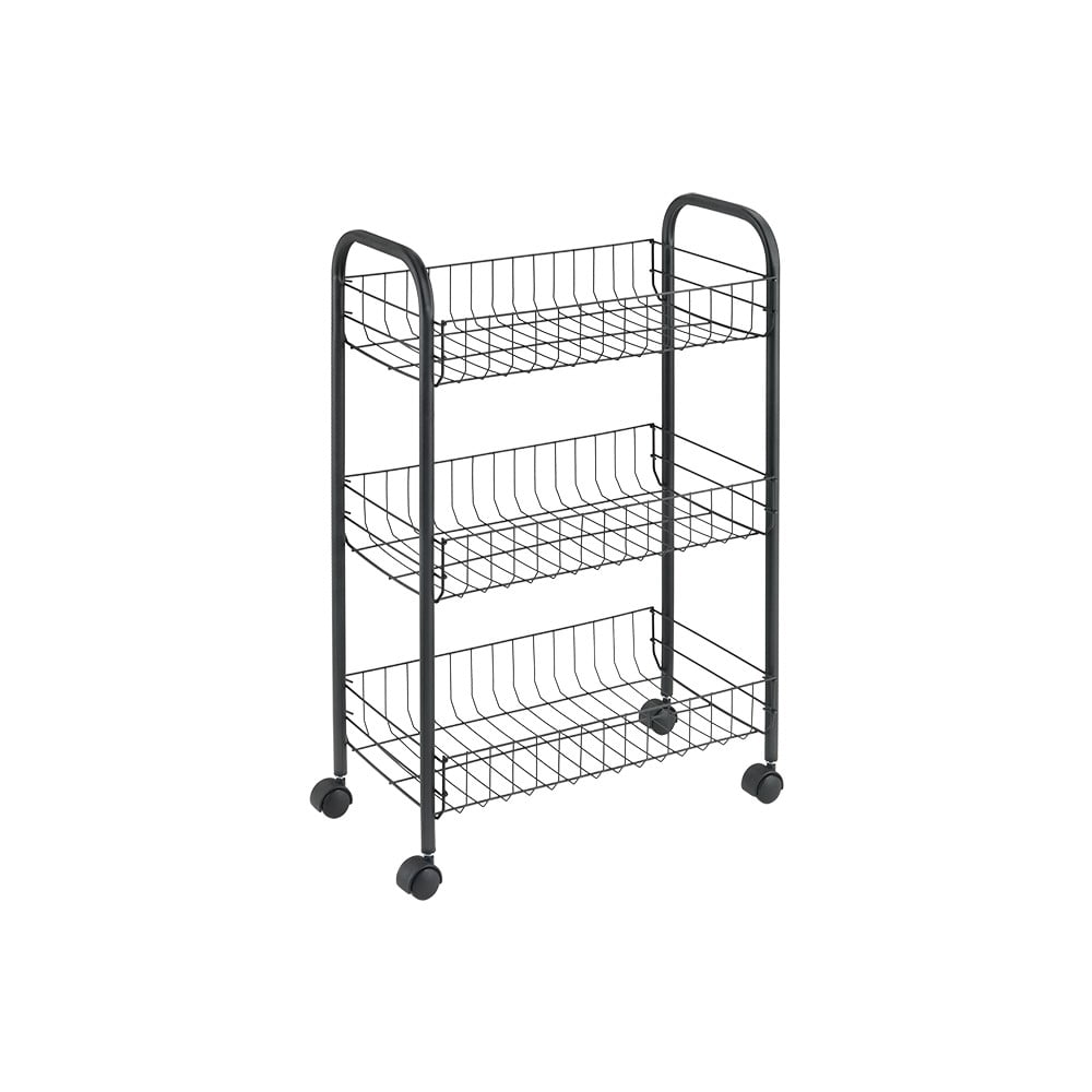 Čierny pojazdný vozík z antikoro ocele Metaltex Lugano Lava