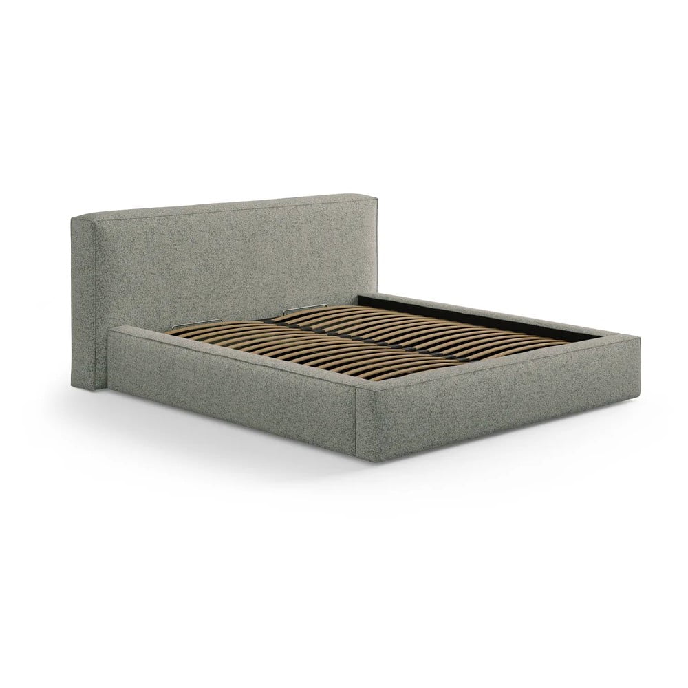 Zelená čalúnená dvojlôžková posteľ s úložným priestorom s roštom 180x200 cm Simon Olivia – Micadoni