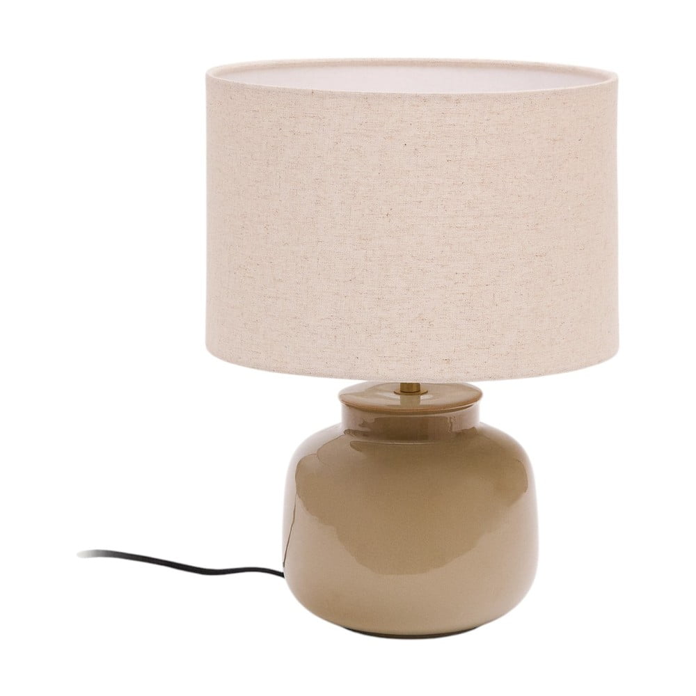 Béžová keramická stolová lampa s textilným tienidlom (výška 40 cm) Tay – Kave Home