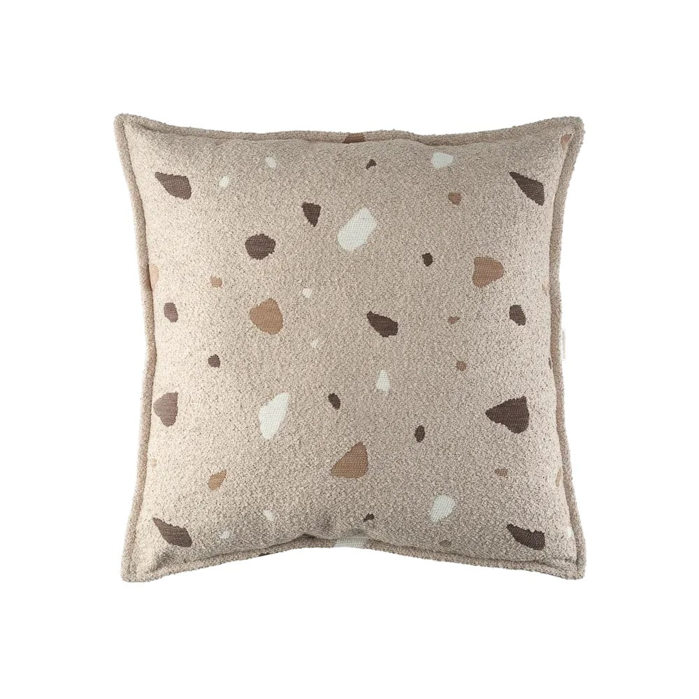 Svetlohnedý detský pohovkový vankúš z textílie buklé/ženilkový Terrazzo Block – Wigiwama