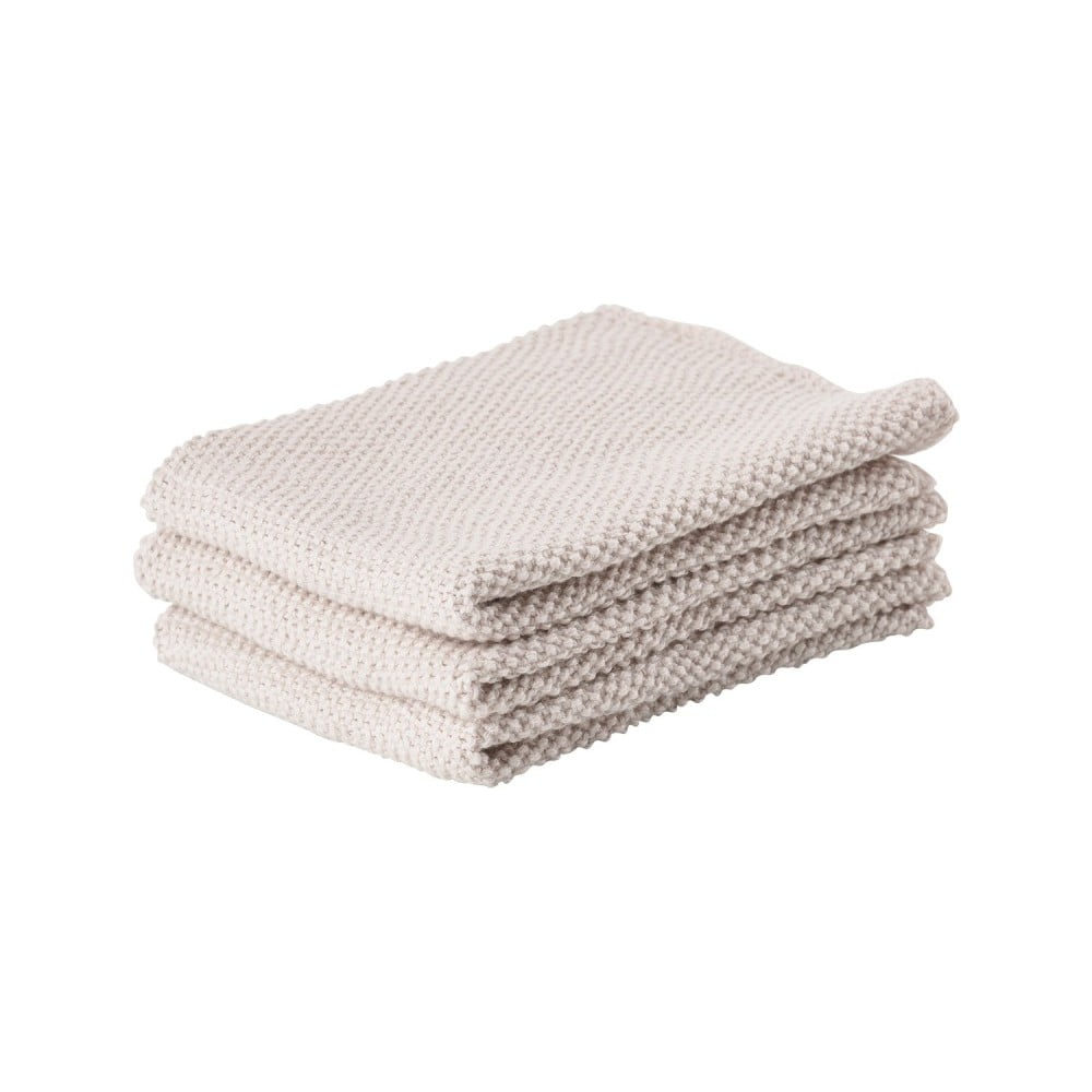 Súprava 3 svetlobéžových bavlnených kuchynských utierok Zone Prado