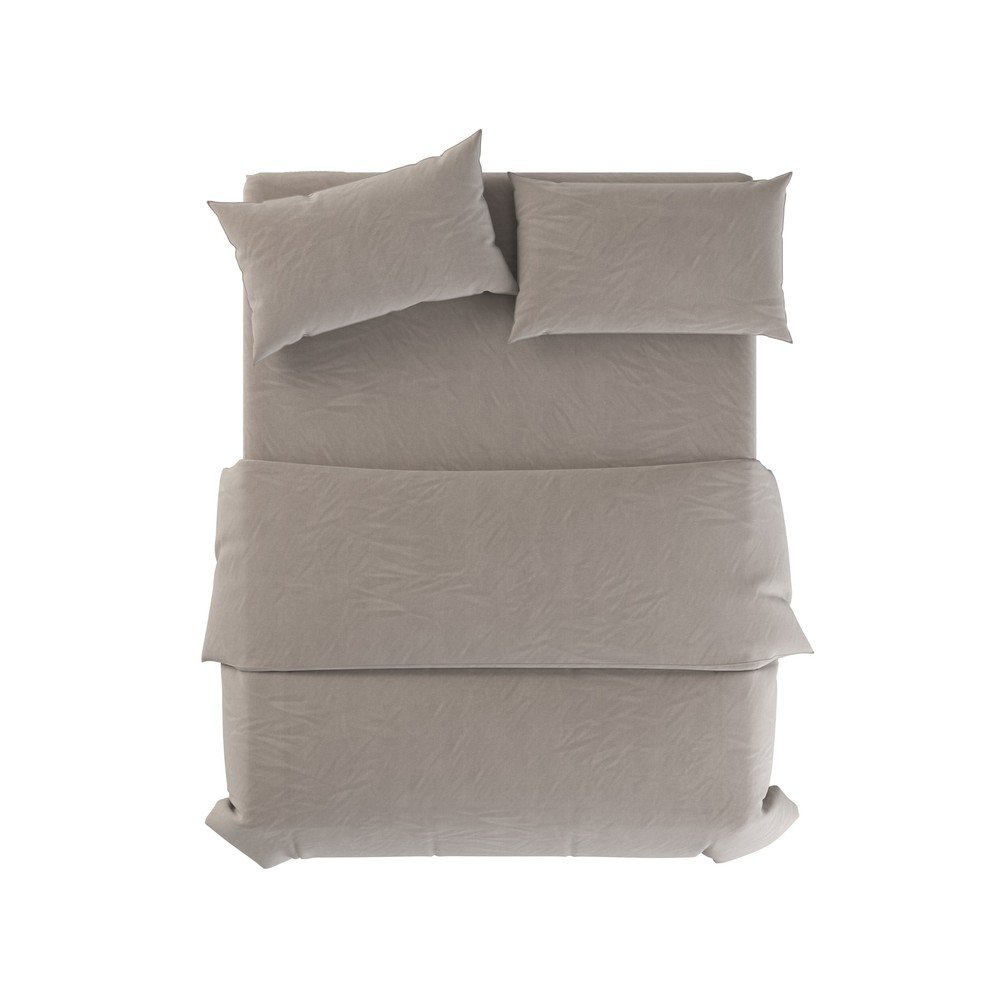 Svetlosivé/taupe ľanové obliečky na dvojlôžko 200x200 cm Natural – Native Natural