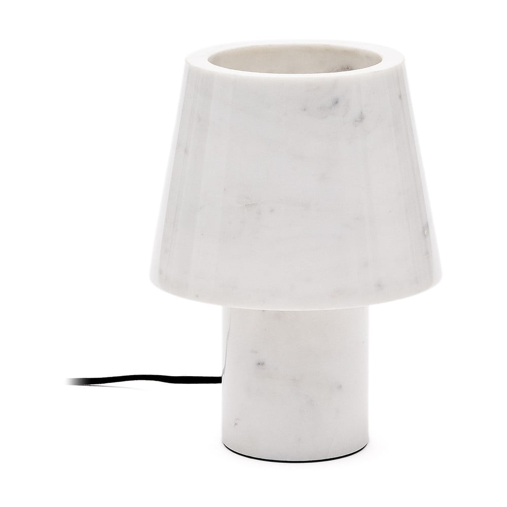 Mramorová stolová lampa slonovinová s mramorovým tienidlom (výška 27 cm) Alaro – Kave Home