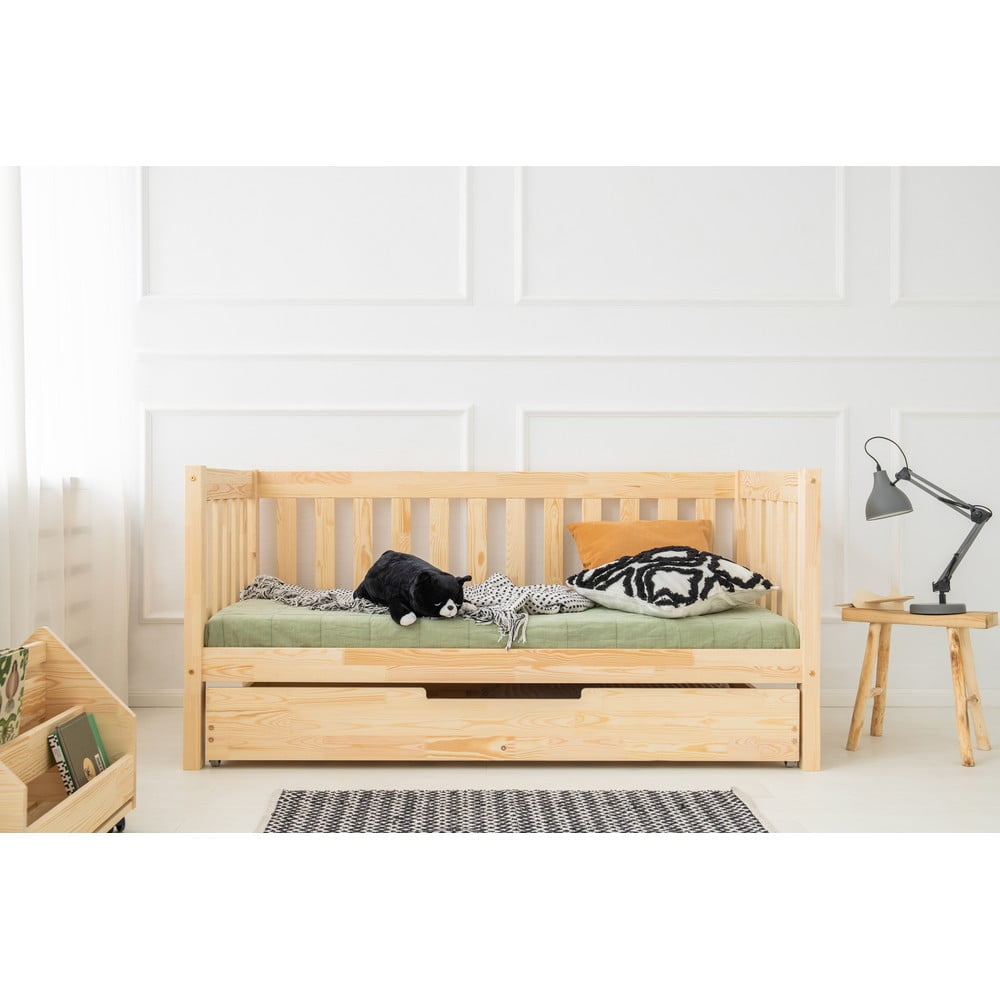 Detská posteľ s výsuvným lôžkom s úložným priestorom s roštom v prírodnej farbe 80x160 cm CPP – Adeko