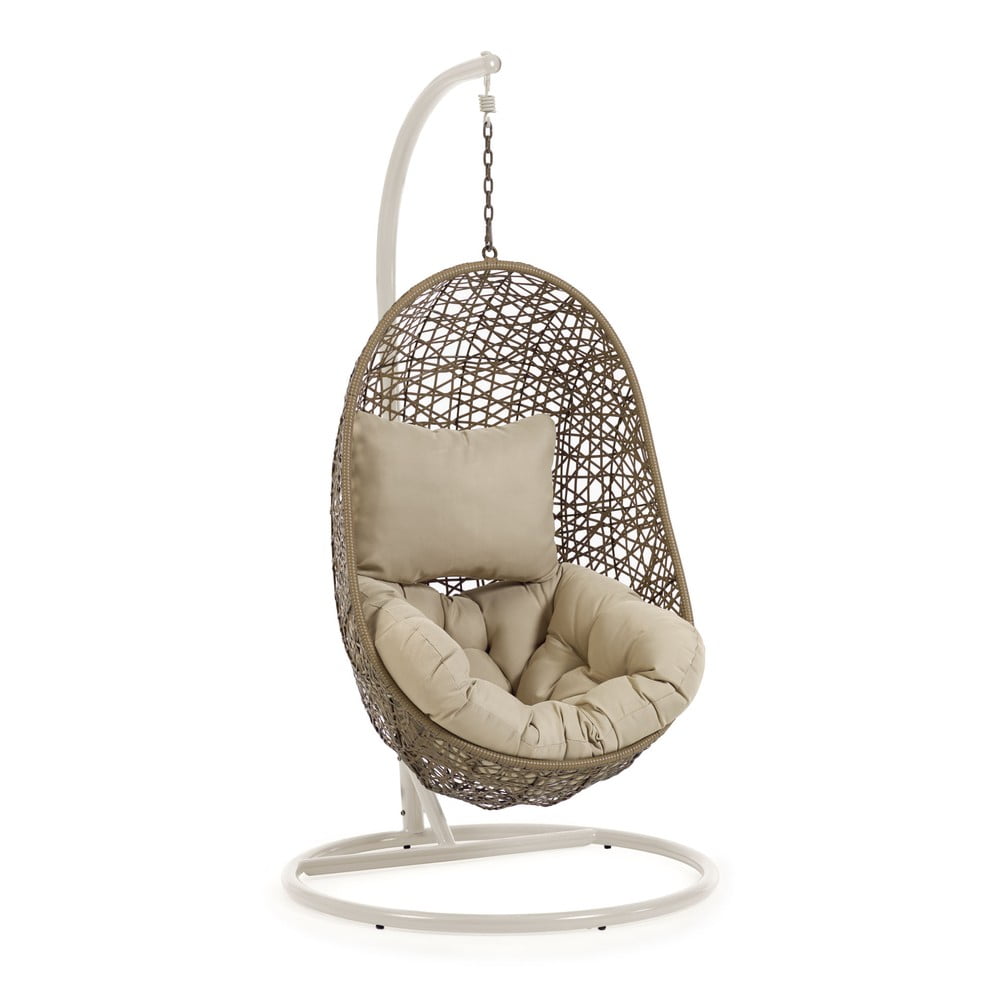 Svetlosivé/béžové závesné záhradné kreslo z umelého ratanu Florina – Kave Home