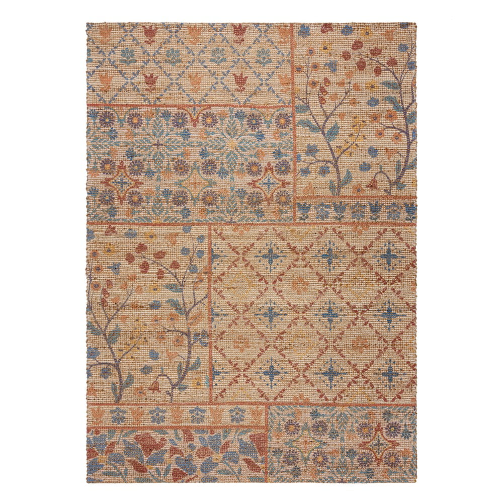 Ručne tkaný koberec s prímesou juty v prírodnej farbe 200x290 cm Taylor Patchwork – Flair Rugs