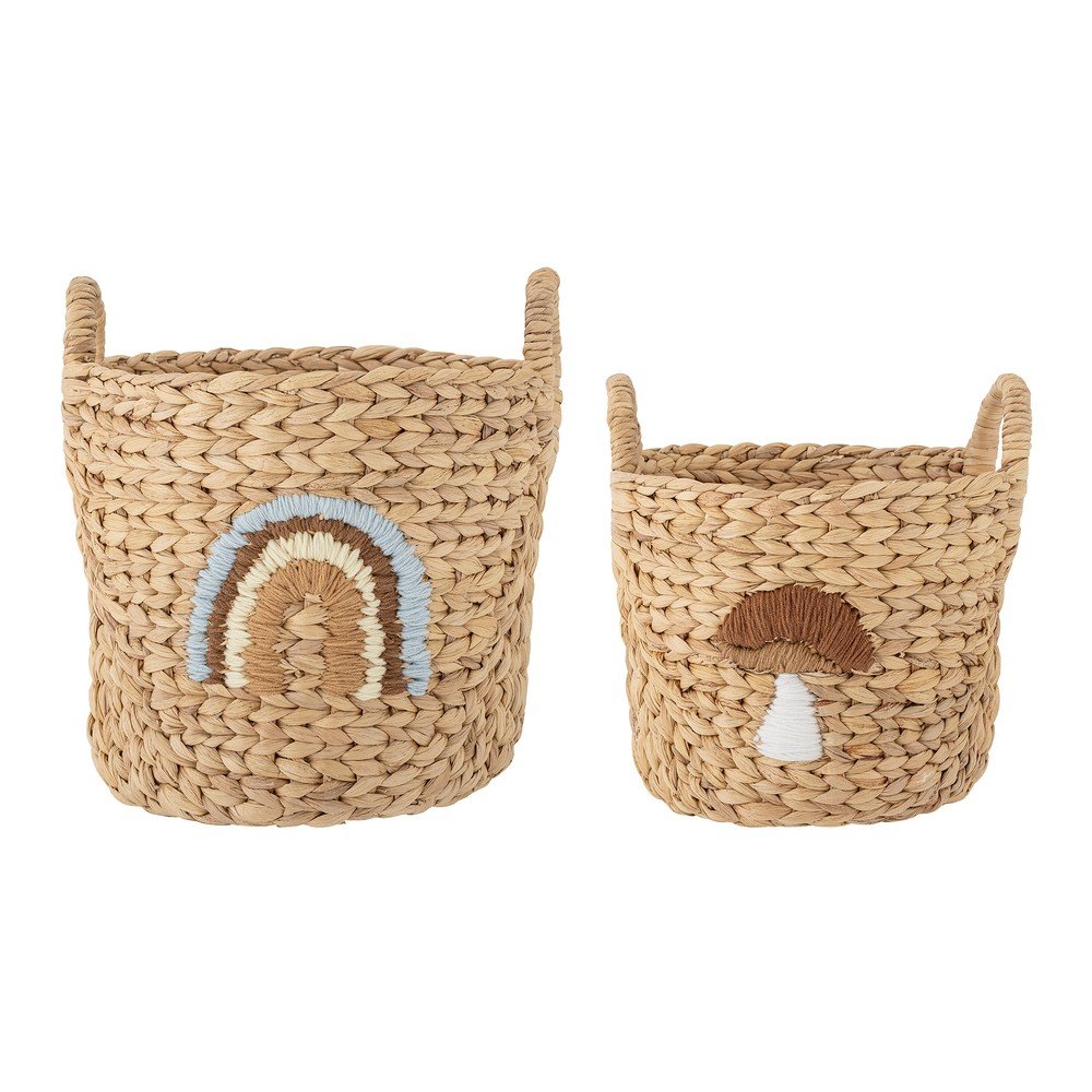 Detské koše na hračky v súprave 2 ks z vodného hyacintu v prírodnej farbe ø 32x32 cm Agnes – Bloomingville Mini