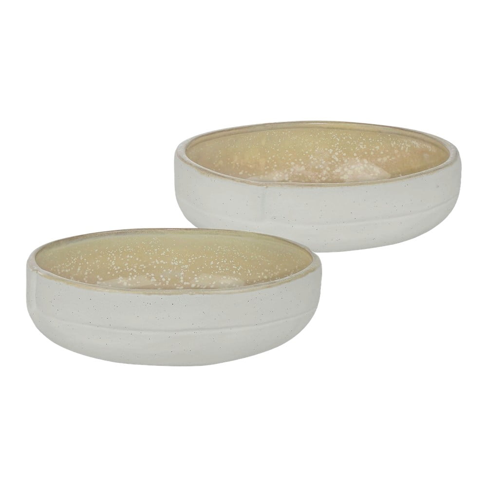 Bielo-béžové misky v súprave 2 ks z kameňa ø 13