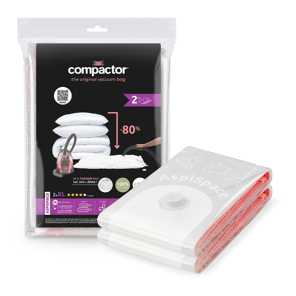 Vákuové vrecia v súprave 2 ks Premium Valve XL – Compactor