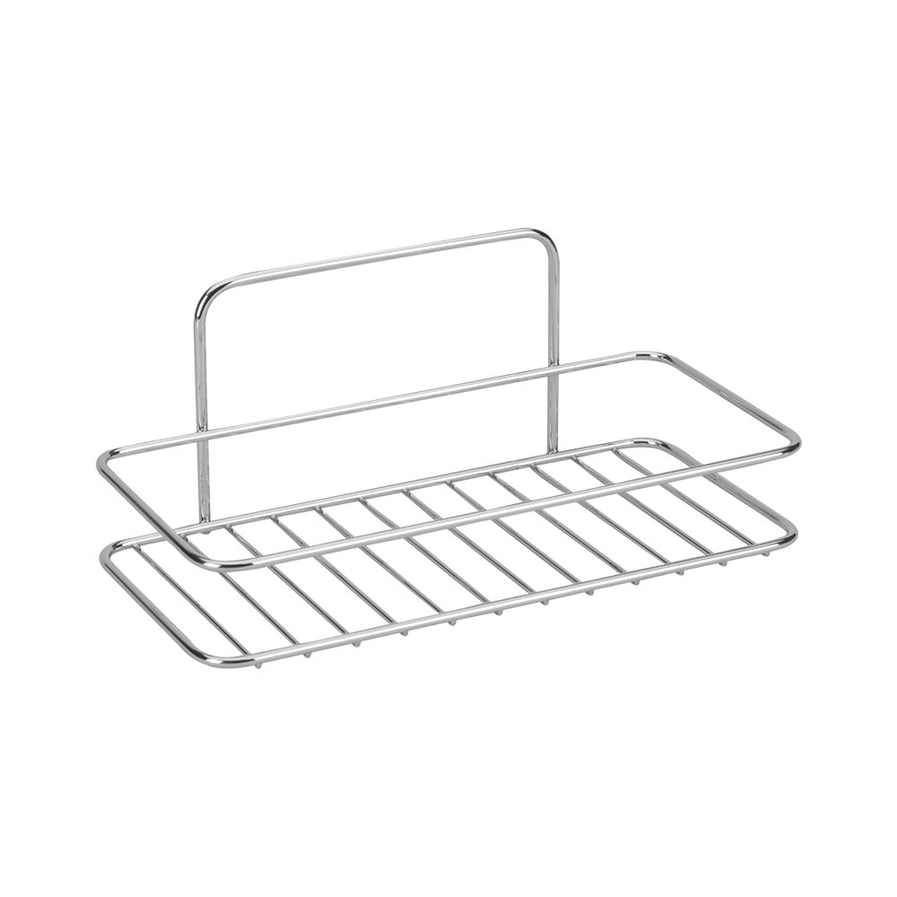 Závesná oceľová kúpeľňová polička bez vŕtania v lesklo striebornej farbe Luxy – Metaltex