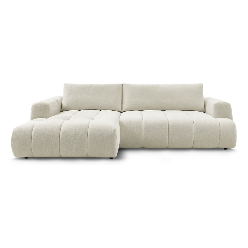 Béžová rozkladacia/s úložným priestorom rohová pohovka (ľavý roh/s leňoškou) Fuji – Bobochic Paris