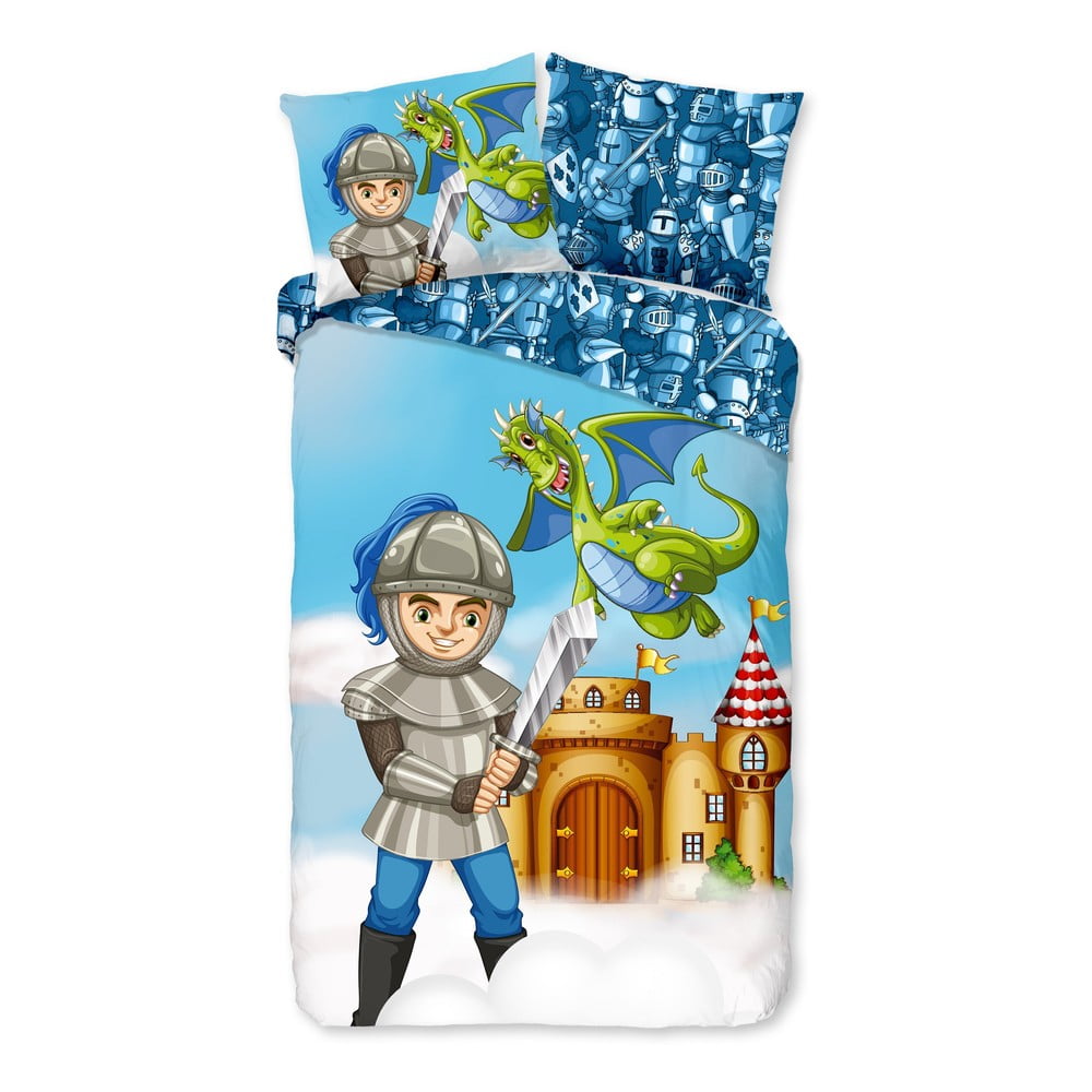 Modré bavlnené detské obliečky na jednolôžko/predĺžené 140x220 cm Knight – Good Morning