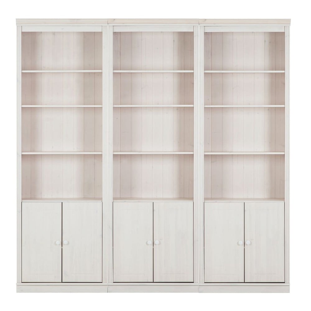 Biela knižnica z borovicového dreva 222x223 cm Anita – Støraa
