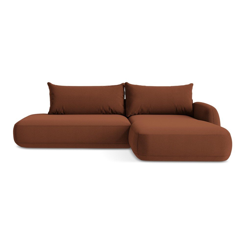 Terakotová rozkladacia rohová pohovka (pravý roh/s leňoškou) Hale – Makamii