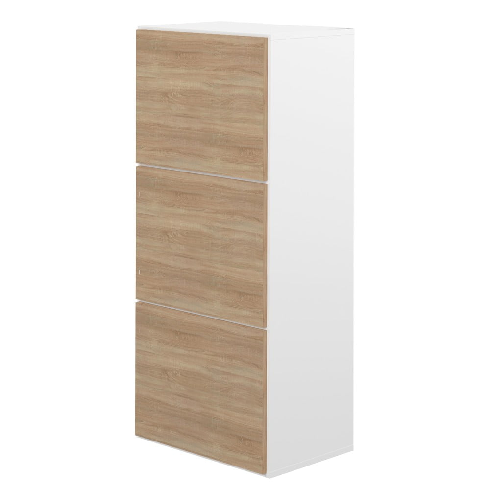 Biela skrinka na topánky v dekore duba Bamboo - TemaHome