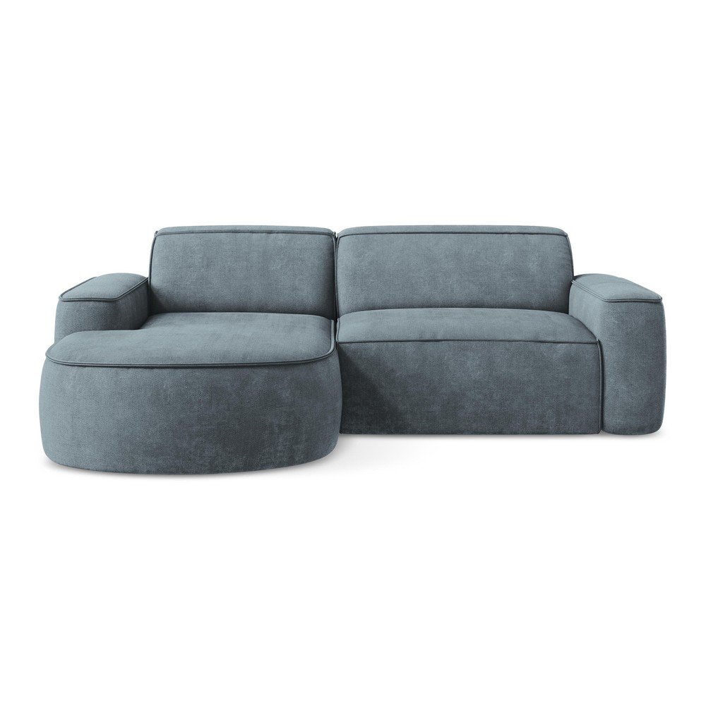 Sivomodrá ženilková rohová pohovka (ľavý roh/s leňoškou) Omao – Makamii