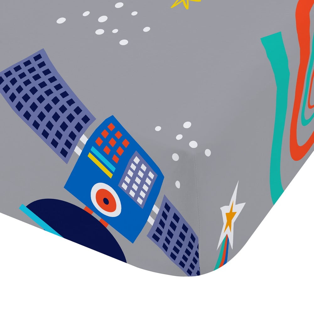 Sivá napínacia detská plachta na dvojlôžko 135x190 cm Lost In Space – Catherine Lansfield