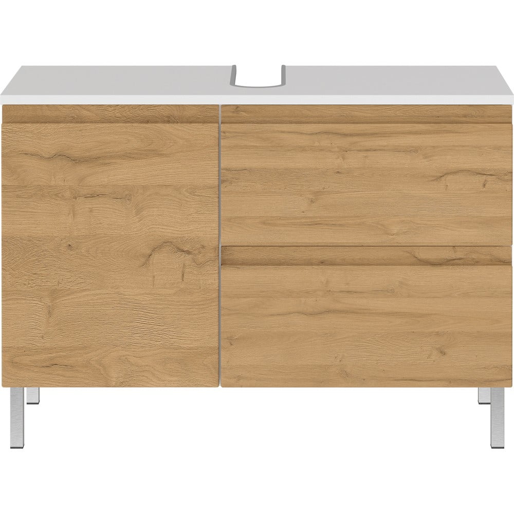 Biela skrinka pod umývadlo v dekore duba 80x56 cm Torrance - Germania